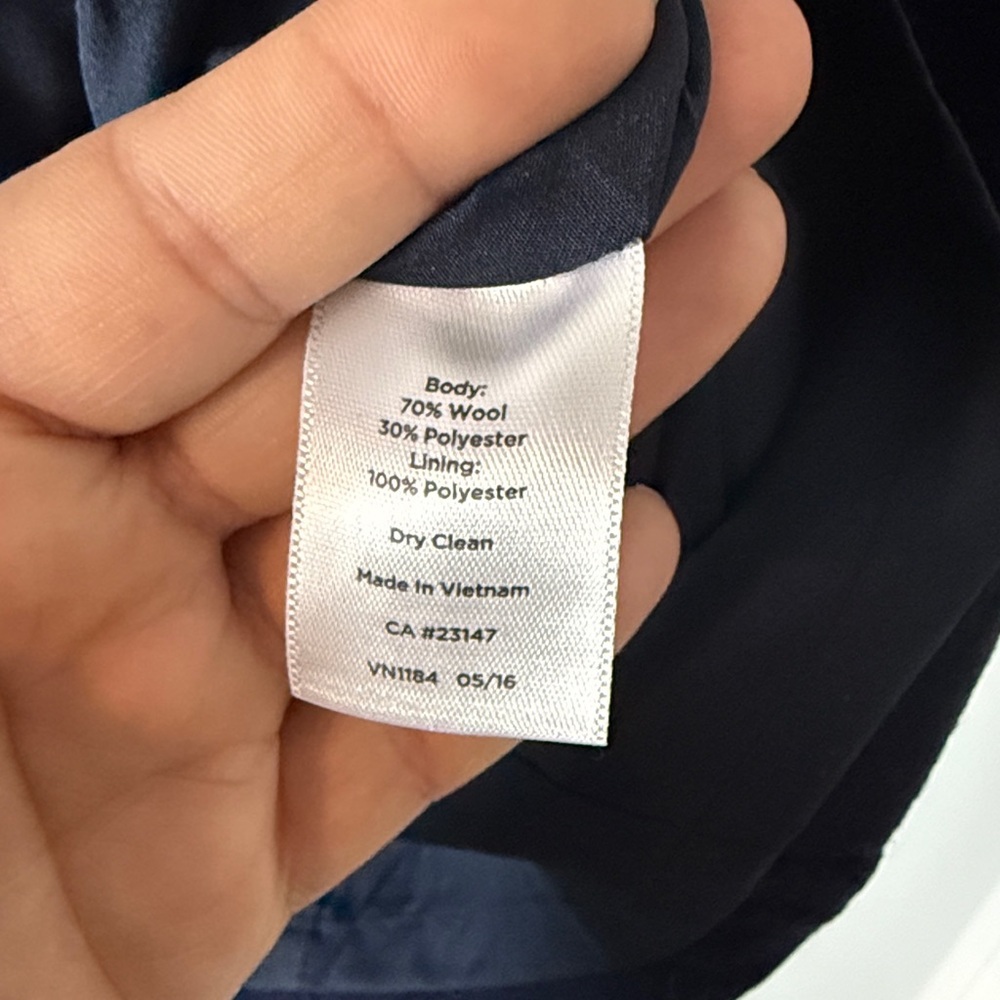 Talbots Skirt Womens 10 Petites Wool Blend Navy Blue Faux Pockets Career - Picture 5 of 5